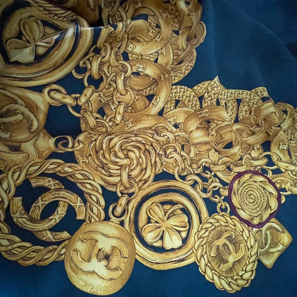 Chanel Gold Chain And CC Silk Scarf. - Picture 6 of 15